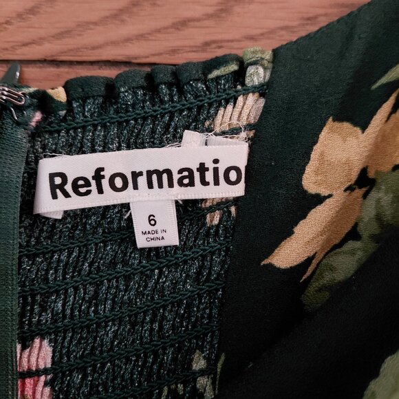 Reformation Sigmund Dress Floral Midi Maxi Green Size 6 - Picture 7 of 9